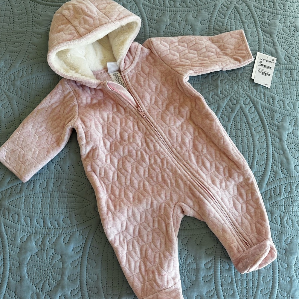 Nordstrom Pink Quilted Hooded Baby Bunting